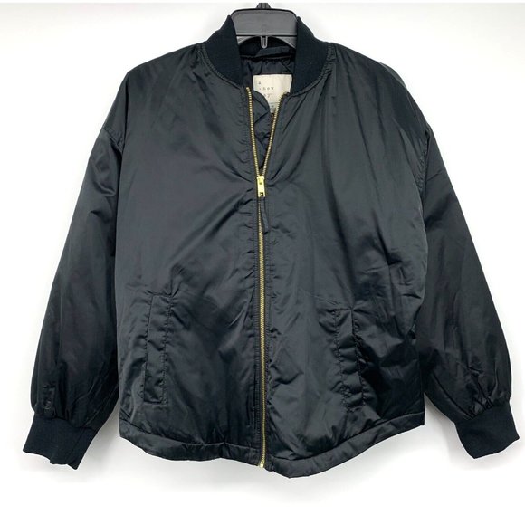 A New Day Bomber Jacket Black Full Zip Water Resistant NWT - Picture 2 of 10